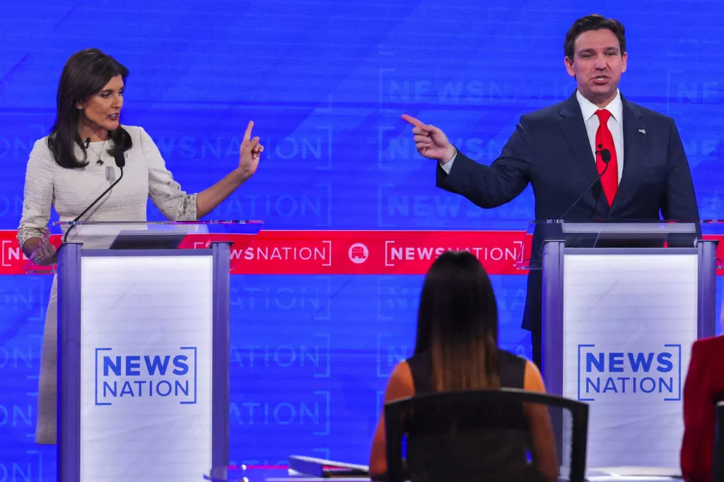 Haley and DeSantis at Wednesday night’s debate