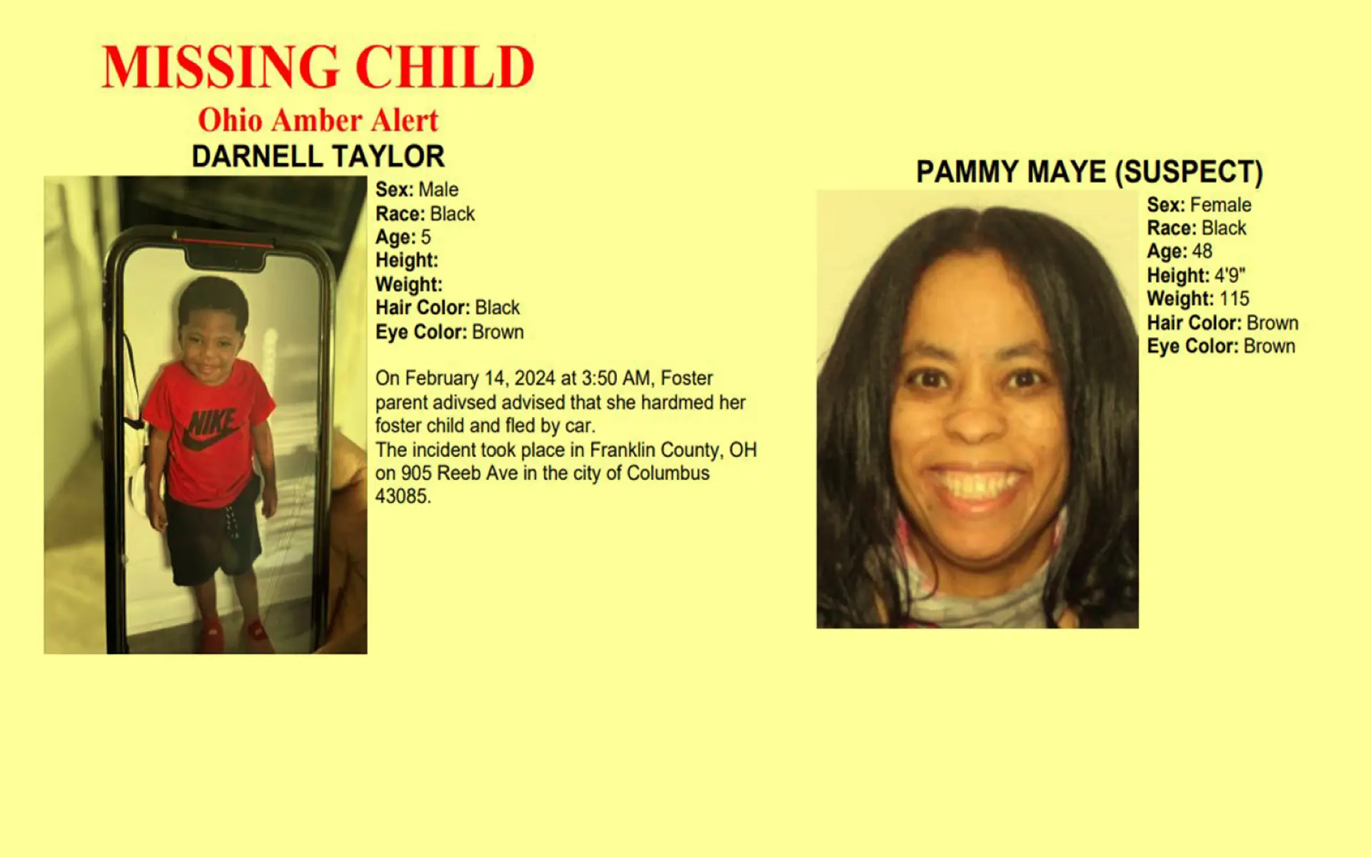 Amber Alert Missing Child In Columbus