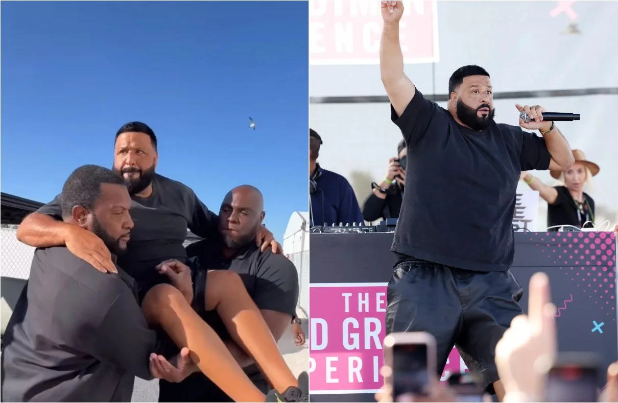 Dj Khaled Get Carried To The Stage By His Security Guards To Protect His Air Jordans