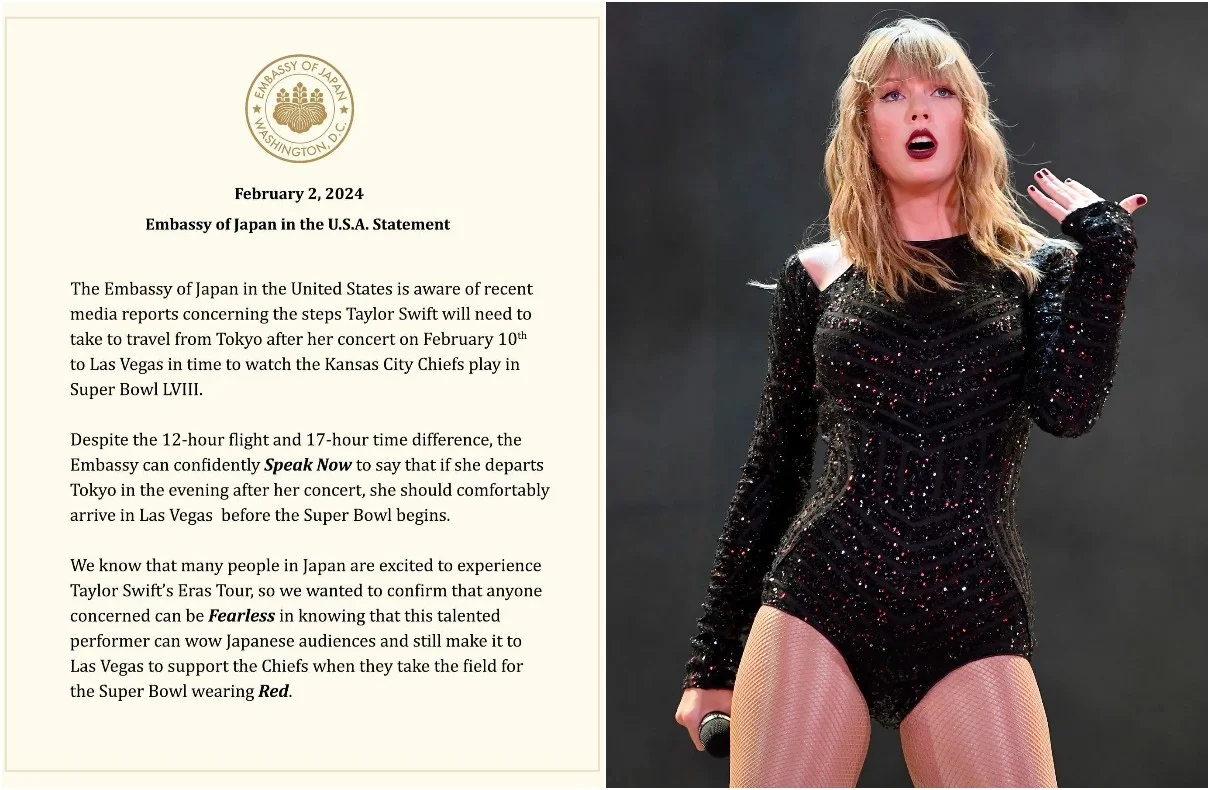 Japan Embassy Confirms Taylor Swift’s Super Bowl Journey from Tokyo