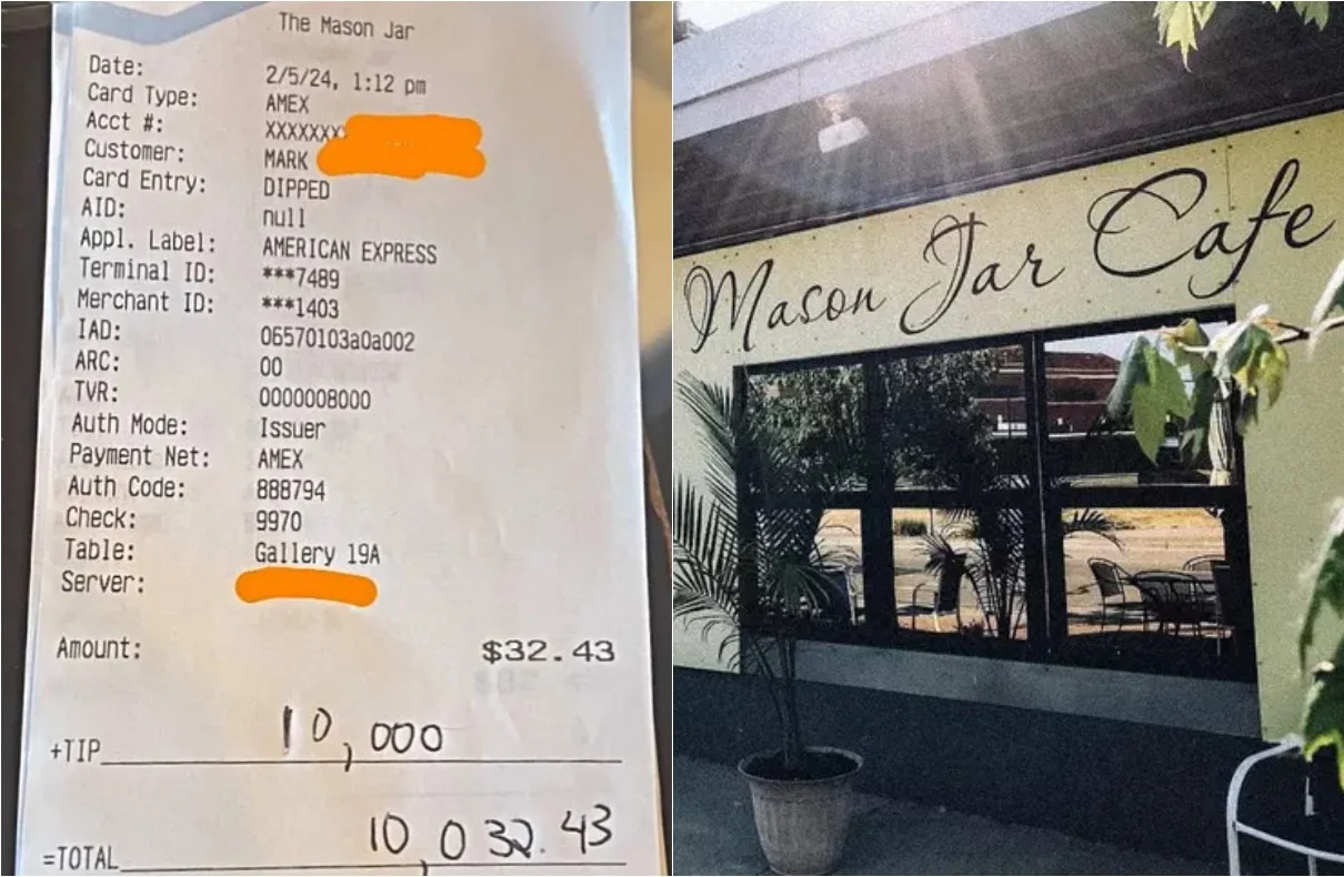 Mason Jar Cafe Controversy Employee Fired After $10,000 Tip