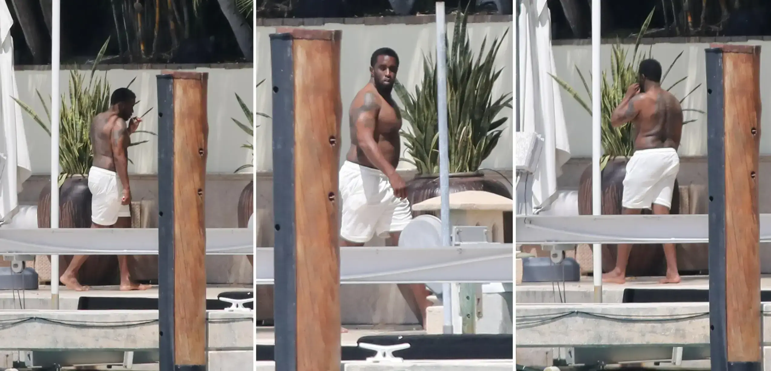 Diddy Smoke At His Miami Home