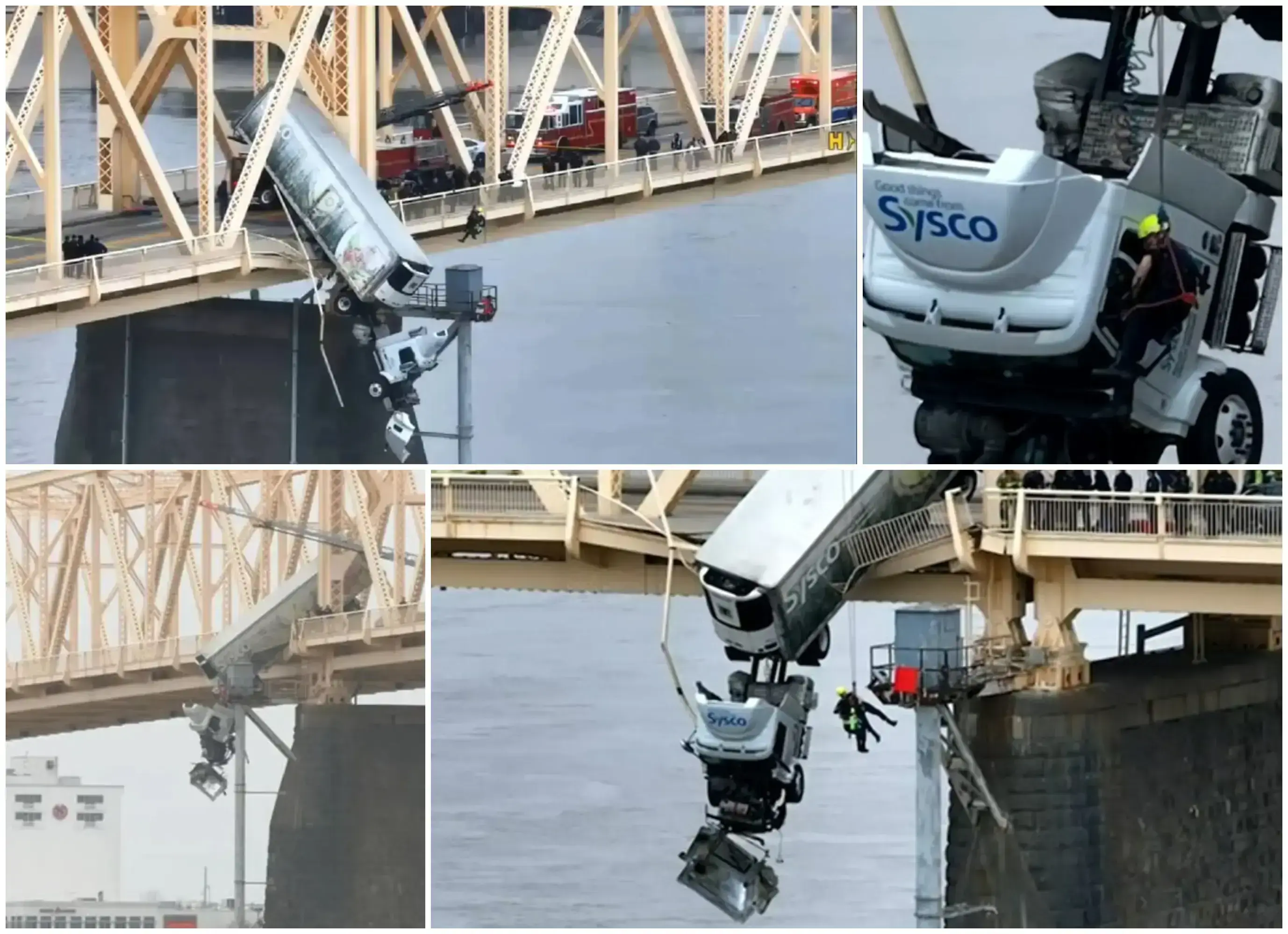 Rescue of a truck driver in the icy waters of Kentucky